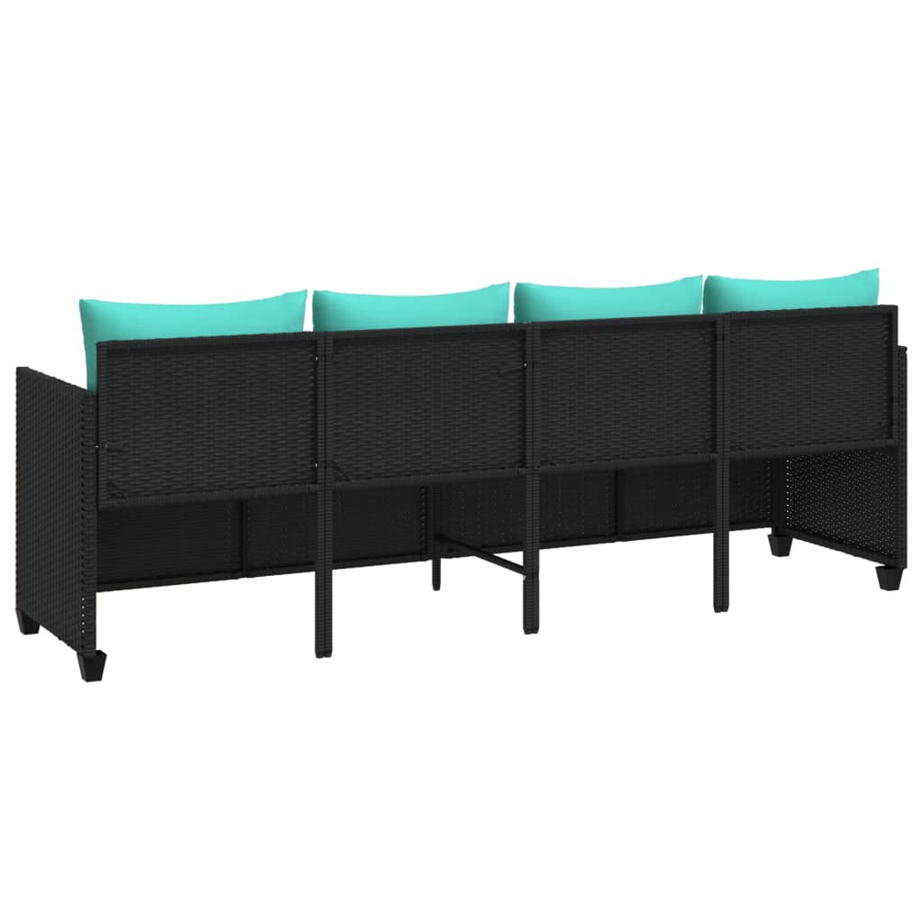 Ligbed met kussens poly rattan zwart is nu te koop bij PeponiXL, paradijselijk wonen!