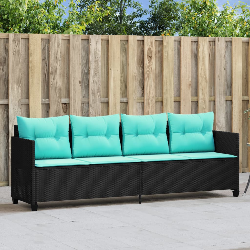 Ligbed met kussens poly rattan zwart is nu te koop bij PeponiXL, paradijselijk wonen!
