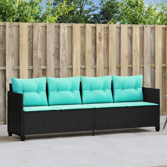 Ligbed met kussens poly rattan zwart is nu te koop bij PeponiXL, paradijselijk wonen!
