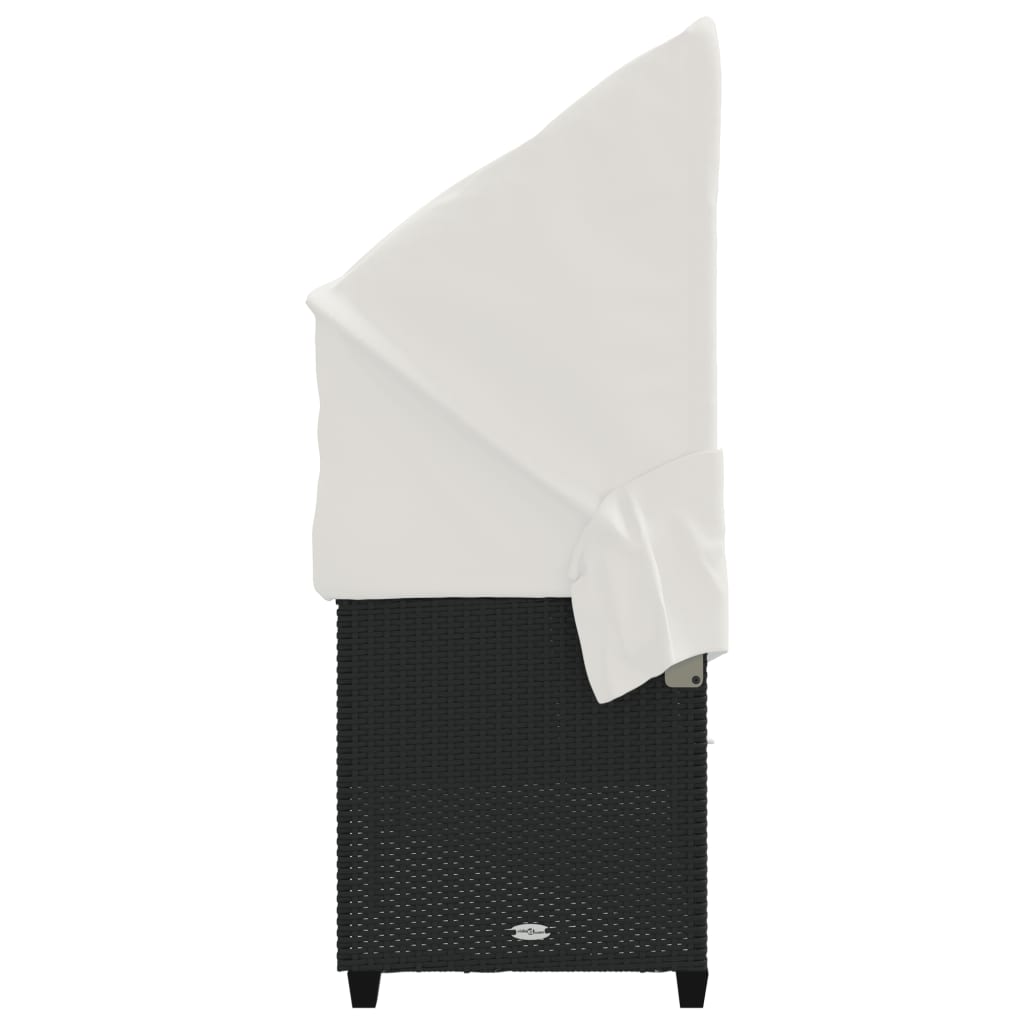 Ligbed met luifel en kussens poly rattan zwart is nu te koop bij PeponiXL, paradijselijk wonen!