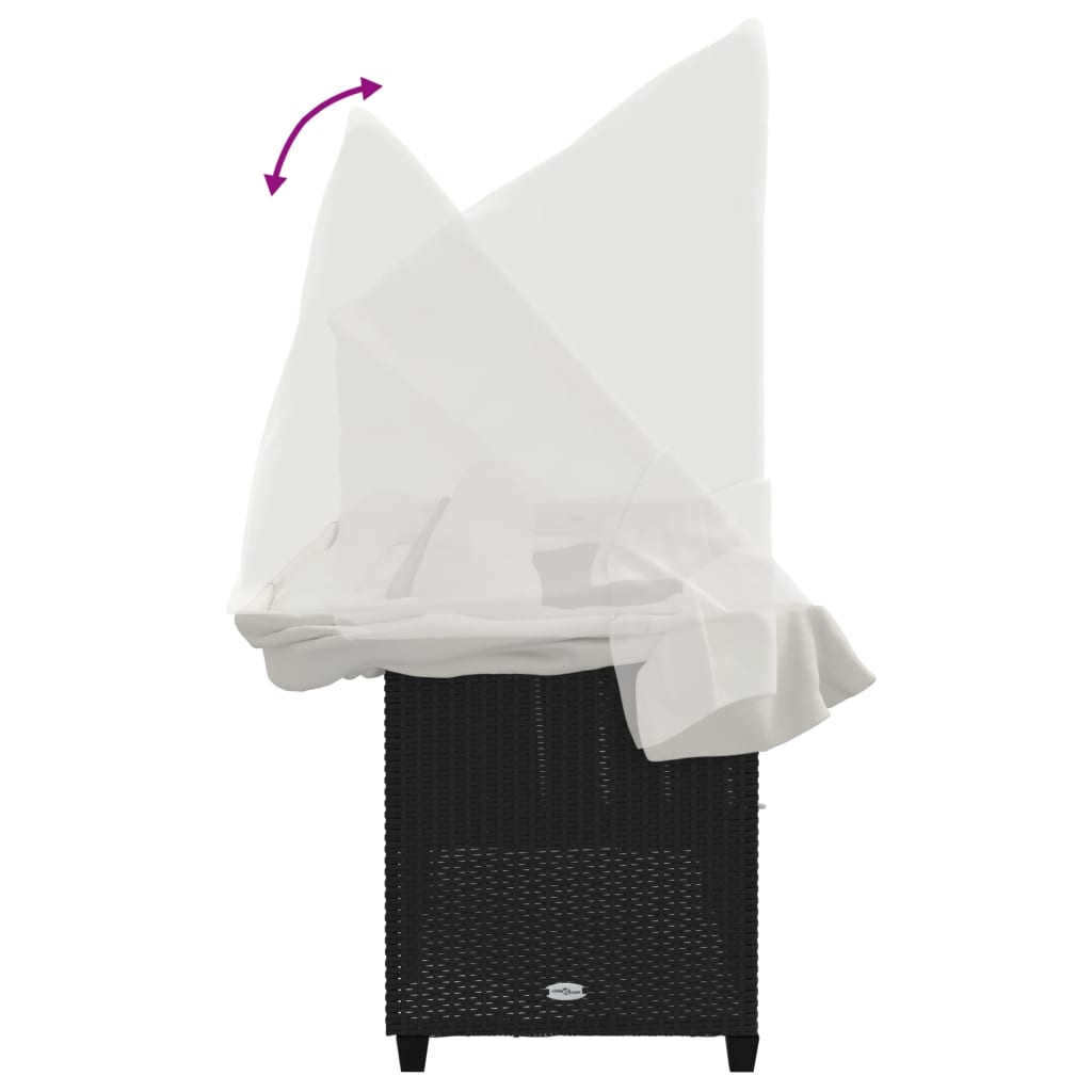 Ligbed met luifel en kussens poly rattan zwart is nu te koop bij PeponiXL, paradijselijk wonen!