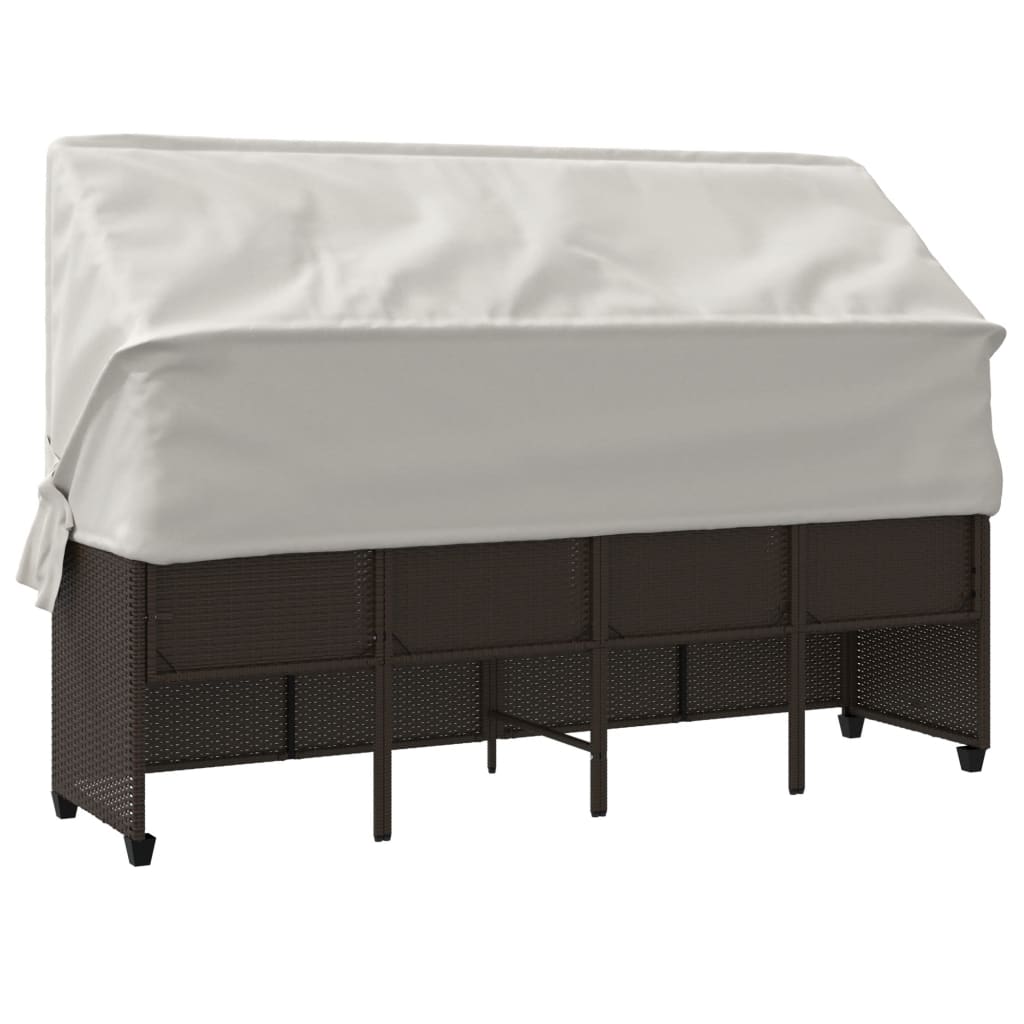 Ligbed met luifel en kussens poly rattan bruin is nu te koop bij PeponiXL, paradijselijk wonen!