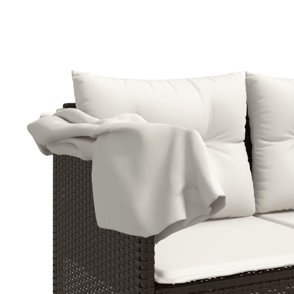 Ligbed met luifel en kussens poly rattan bruin is nu te koop bij PeponiXL, paradijselijk wonen!