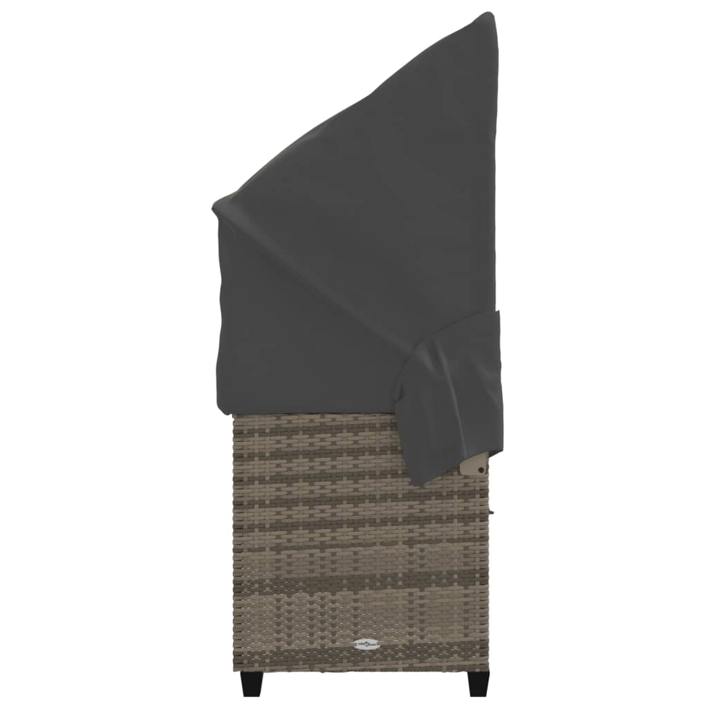 Ligbed met luifel en kussens poly rattan grijs is nu te koop bij PeponiXL, paradijselijk wonen!