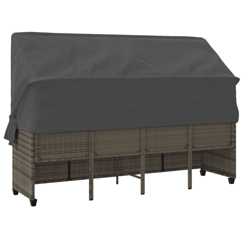 Ligbed met luifel en kussens poly rattan grijs is nu te koop bij PeponiXL, paradijselijk wonen!