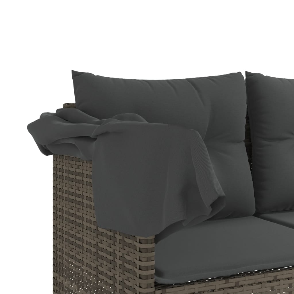 Ligbed met luifel en kussens poly rattan grijs is nu te koop bij PeponiXL, paradijselijk wonen!