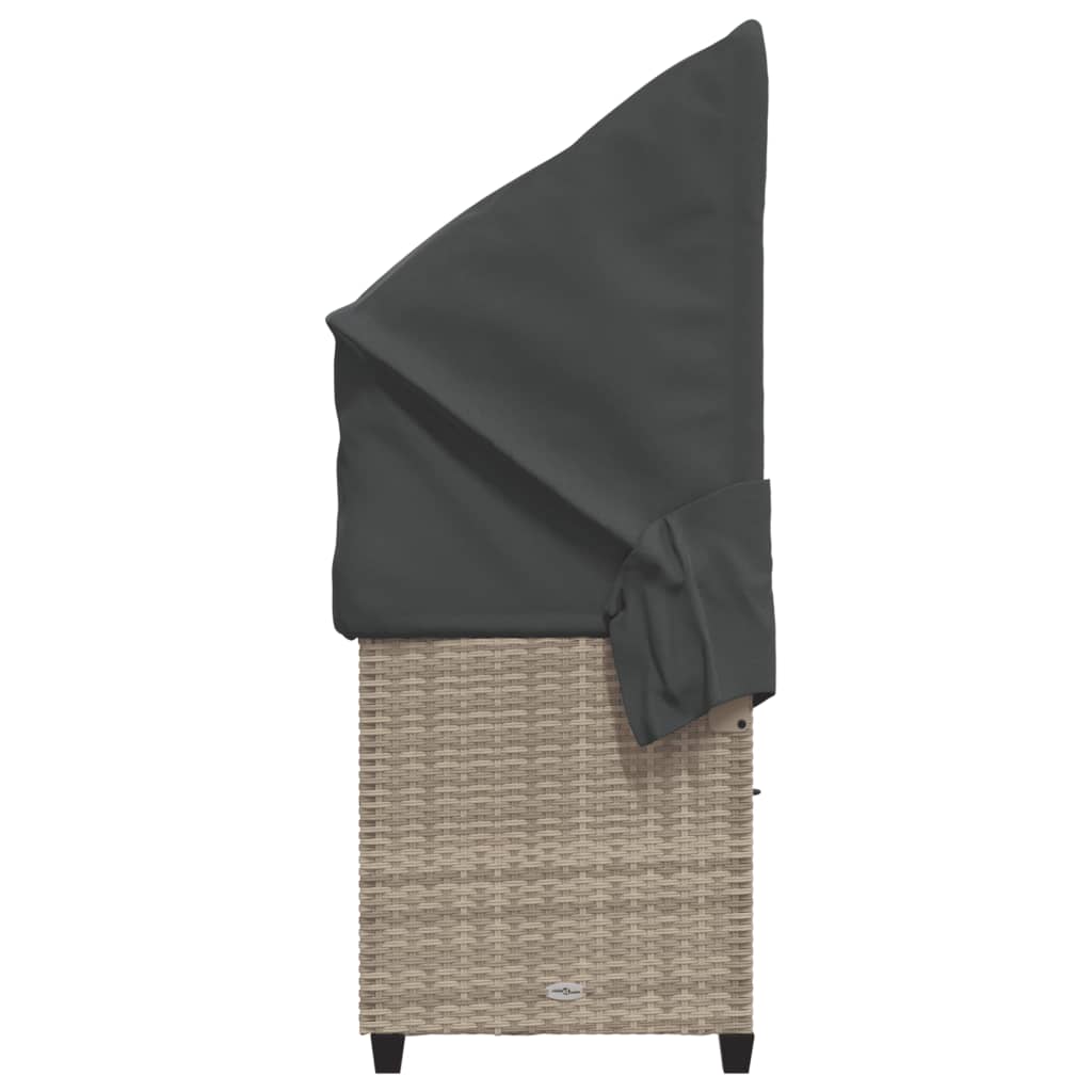 Ligbed met luifel en kussens poly rattan lichtgrijs is nu te koop bij PeponiXL, paradijselijk wonen!