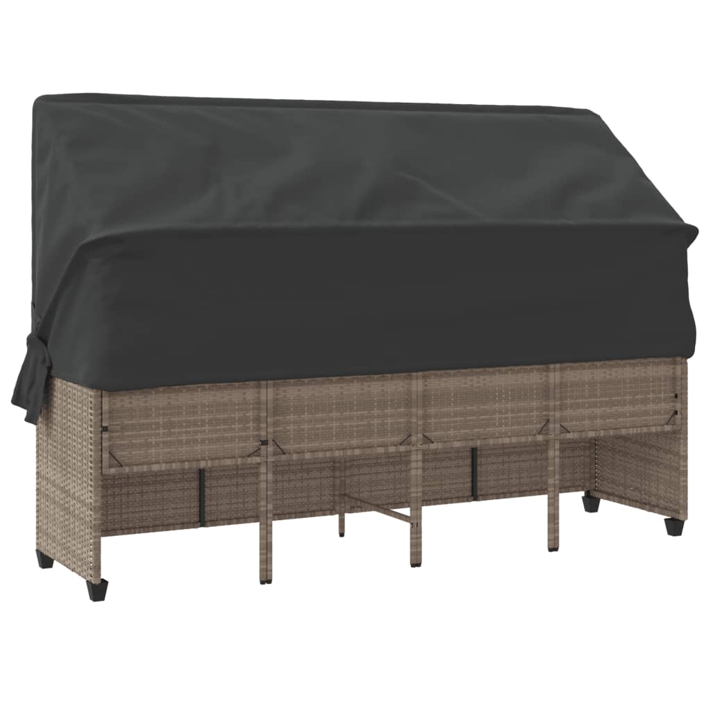 Ligbed met luifel en kussens poly rattan lichtgrijs is nu te koop bij PeponiXL, paradijselijk wonen!
