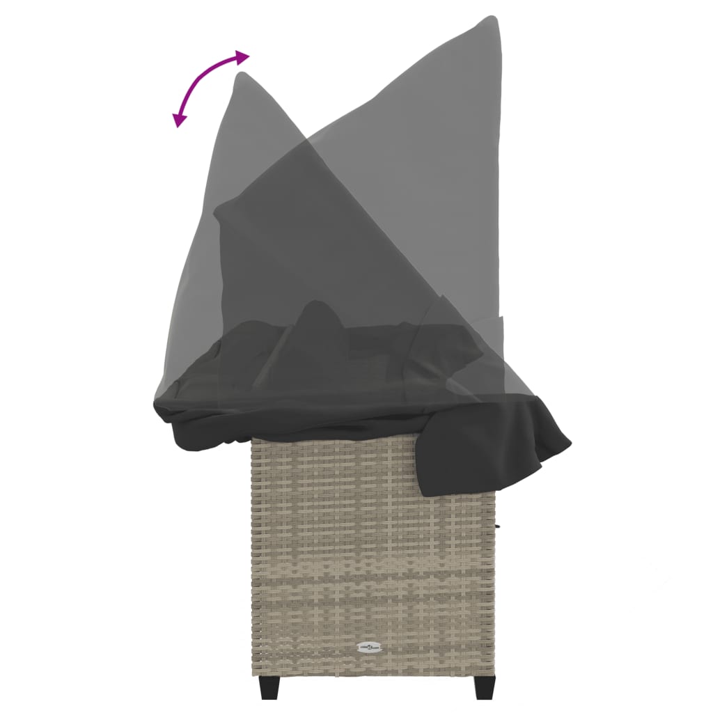 Ligbed met luifel en kussens poly rattan lichtgrijs is nu te koop bij PeponiXL, paradijselijk wonen!