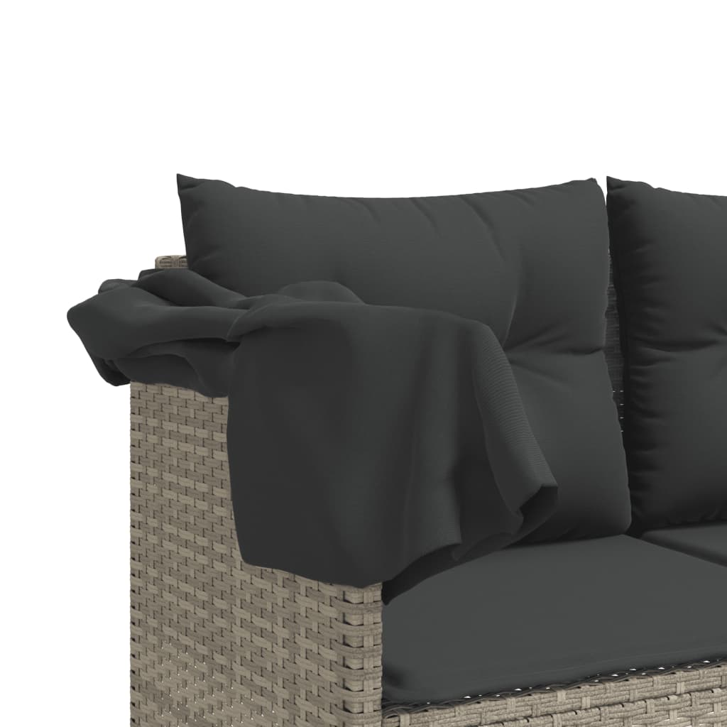 Ligbed met luifel en kussens poly rattan lichtgrijs is nu te koop bij PeponiXL, paradijselijk wonen!