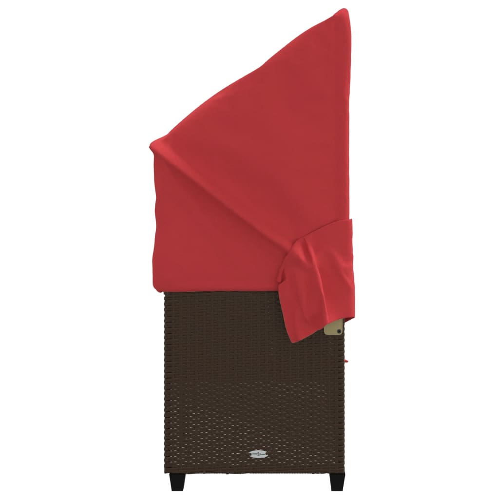 Ligbed met luifel en kussens poly rattan bruin is nu te koop bij PeponiXL, paradijselijk wonen!