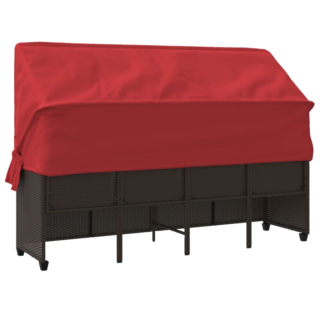 Ligbed met luifel en kussens poly rattan bruin is nu te koop bij PeponiXL, paradijselijk wonen!