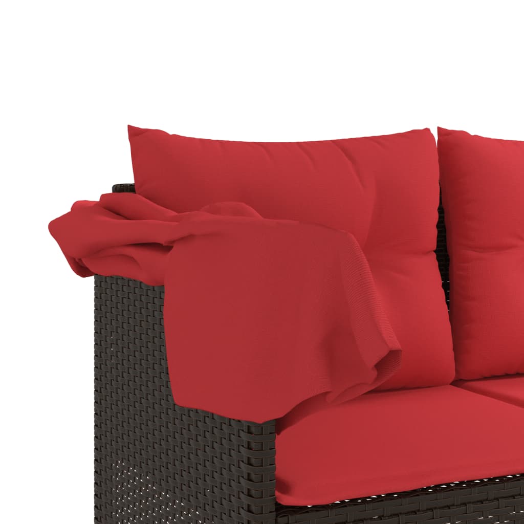 Ligbed met luifel en kussens poly rattan bruin is nu te koop bij PeponiXL, paradijselijk wonen!