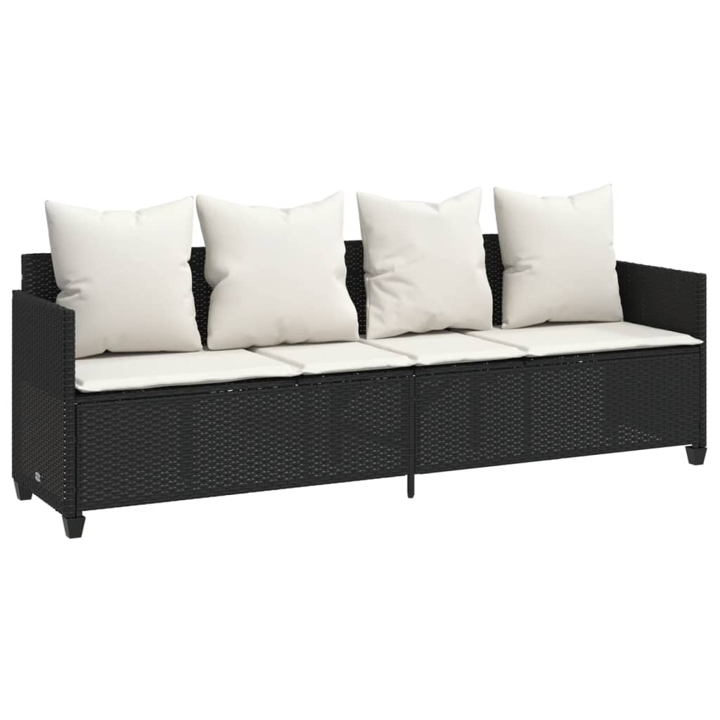 Ligbed met kussens poly rattan zwart is nu te koop bij PeponiXL, paradijselijk wonen!