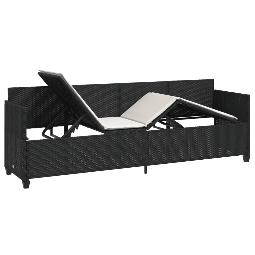 Ligbed met kussens poly rattan zwart is nu te koop bij PeponiXL, paradijselijk wonen!