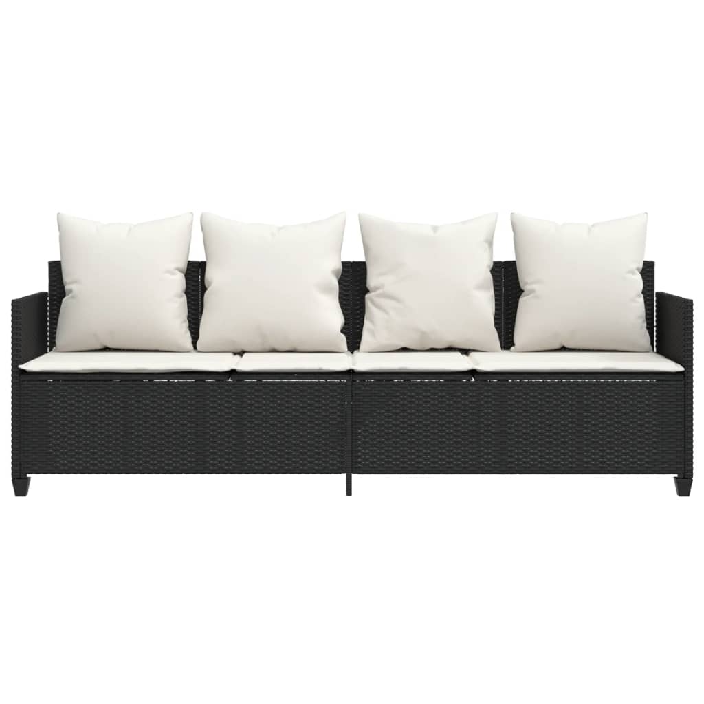 Ligbed met kussens poly rattan zwart is nu te koop bij PeponiXL, paradijselijk wonen!
