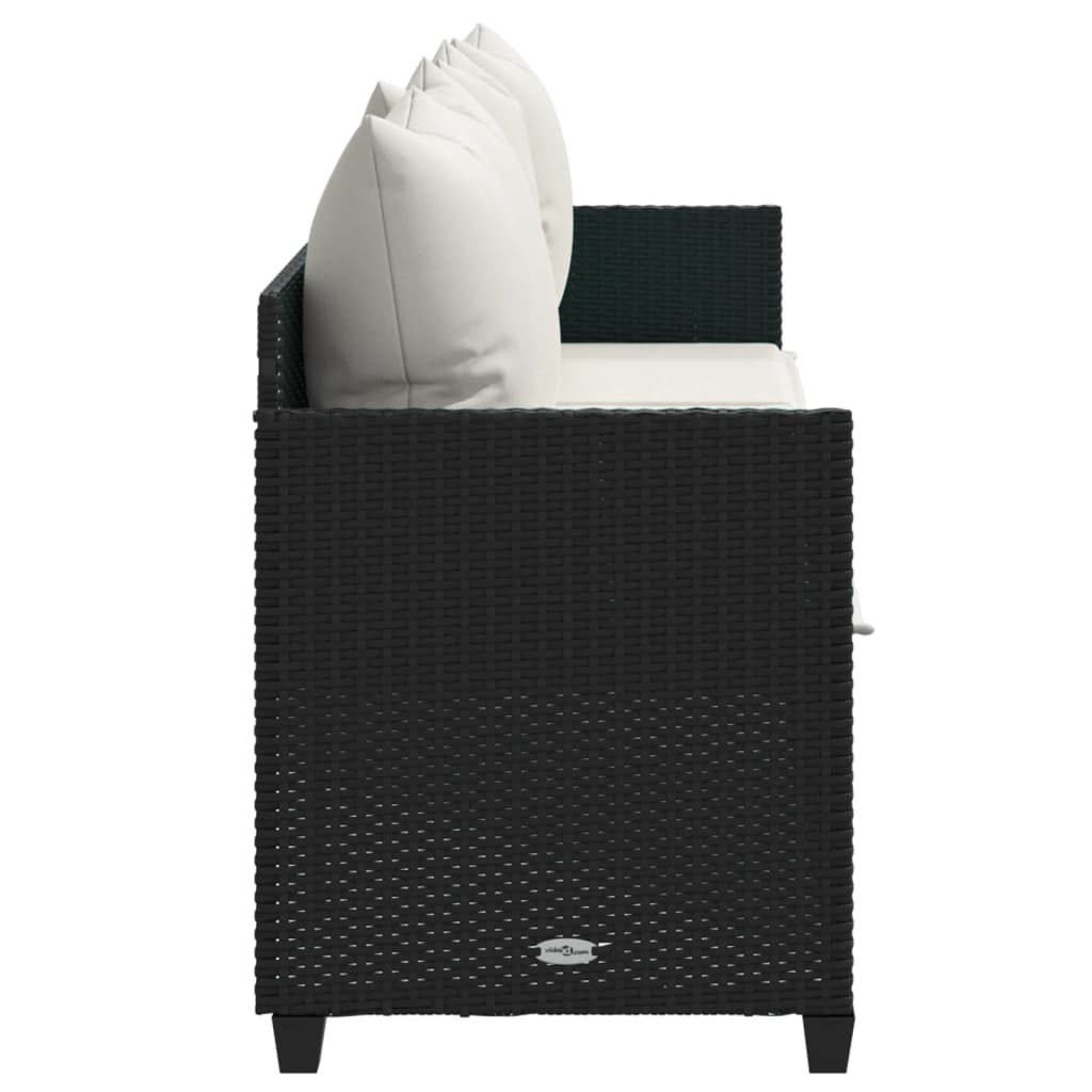 Ligbed met kussens poly rattan zwart is nu te koop bij PeponiXL, paradijselijk wonen!