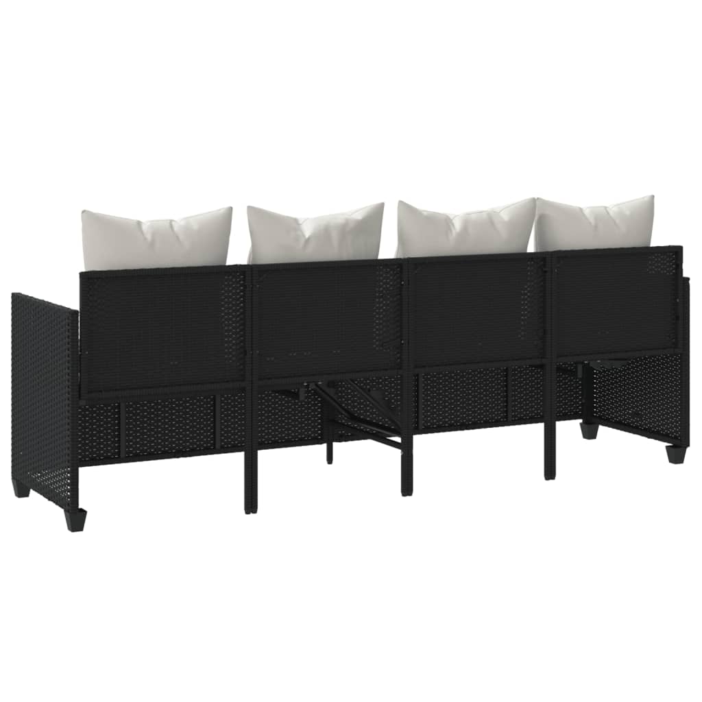 Ligbed met kussens poly rattan zwart is nu te koop bij PeponiXL, paradijselijk wonen!