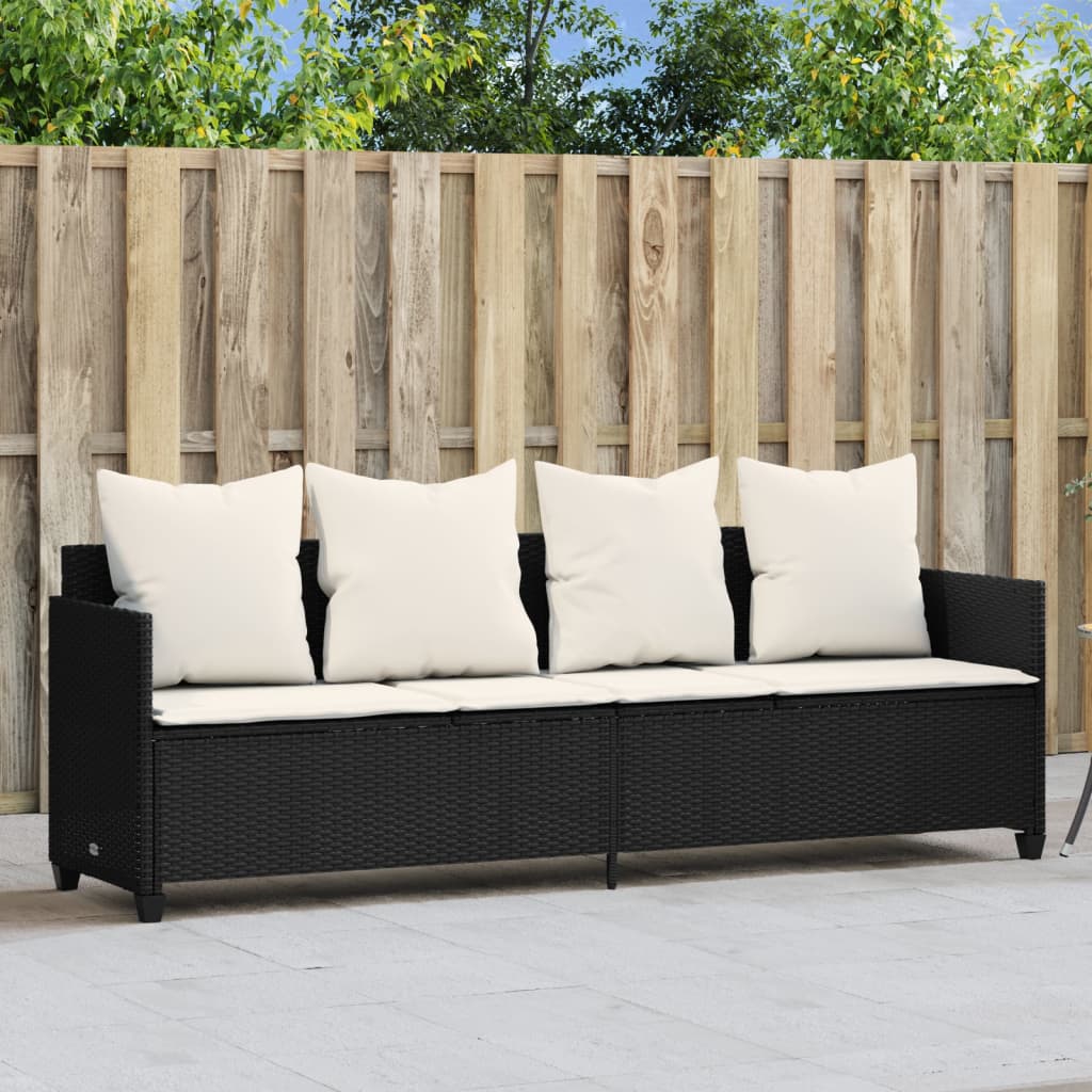 Ligbed met kussens poly rattan zwart is nu te koop bij PeponiXL, paradijselijk wonen!
