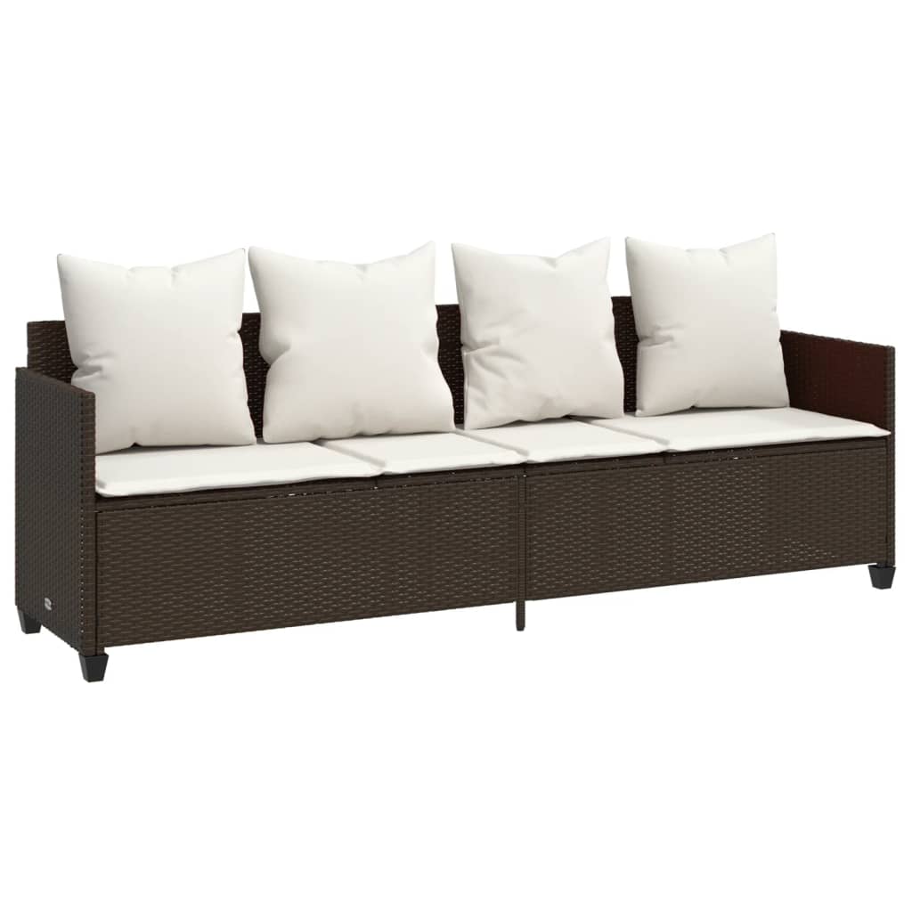 Ligbed met kussens poly rattan bruin is nu te koop bij PeponiXL, paradijselijk wonen!