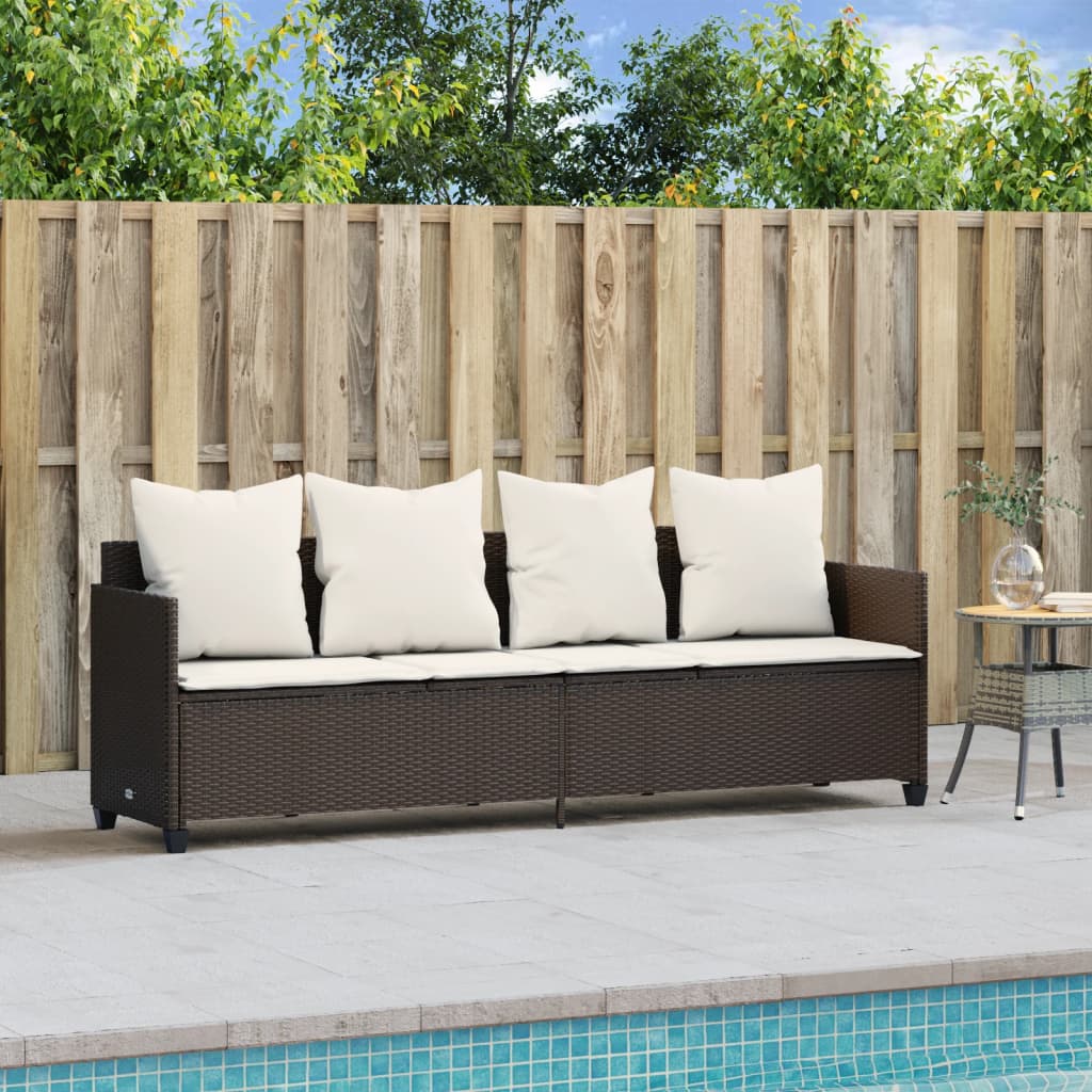 Ligbed met kussens poly rattan bruin is nu te koop bij PeponiXL, paradijselijk wonen!