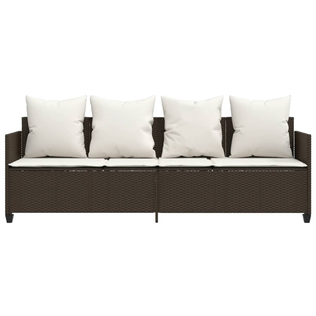 Ligbed met kussens poly rattan bruin is nu te koop bij PeponiXL, paradijselijk wonen!
