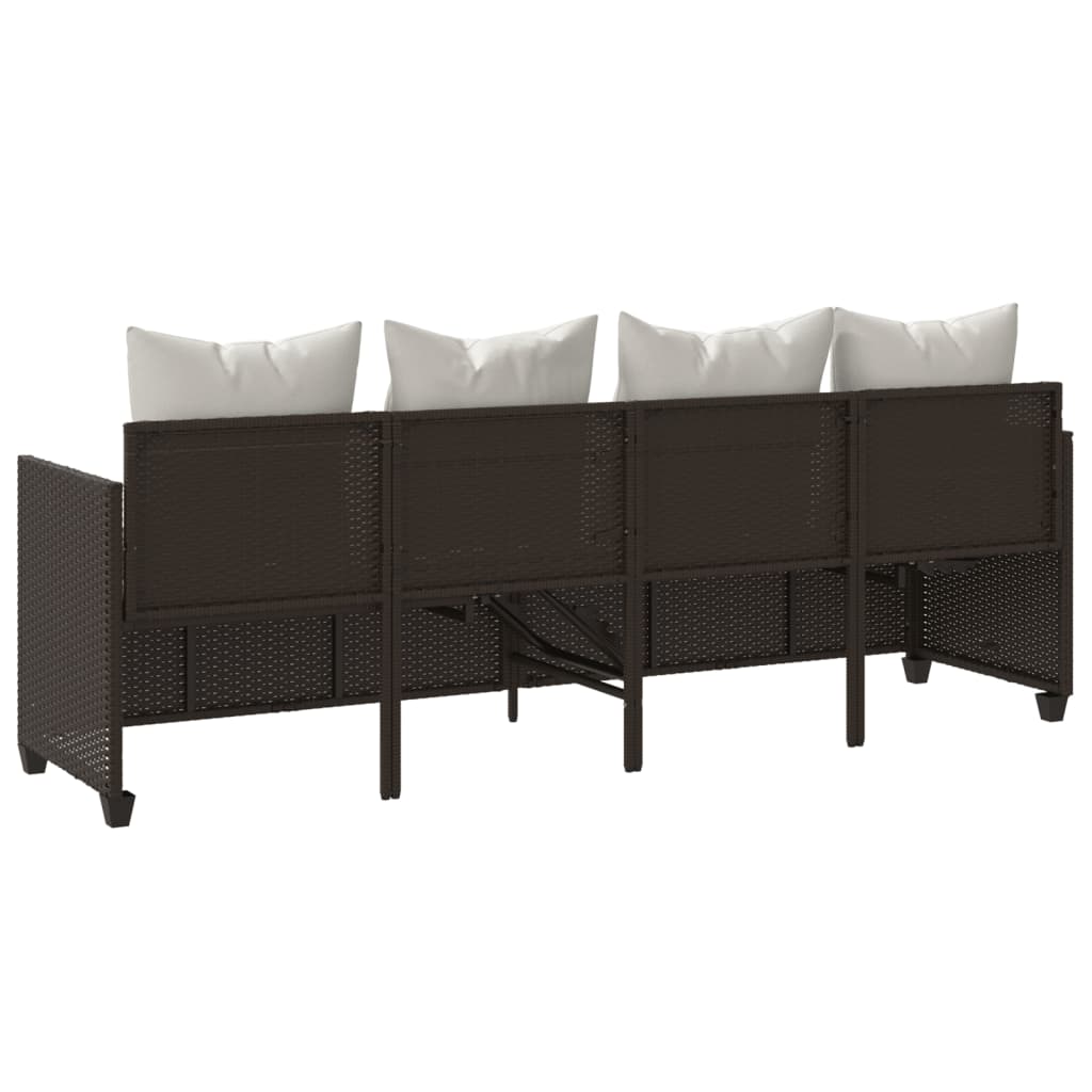 Ligbed met kussens poly rattan bruin is nu te koop bij PeponiXL, paradijselijk wonen!