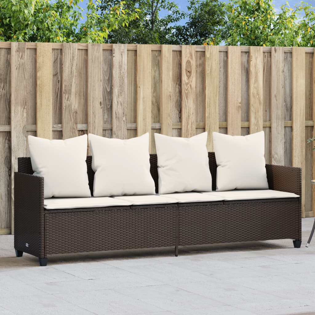 Ligbed met kussens poly rattan bruin is nu te koop bij PeponiXL, paradijselijk wonen!