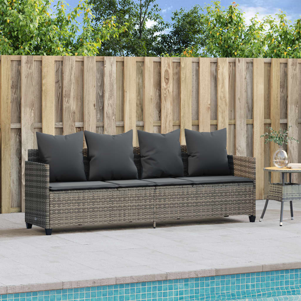 Ligbed met kussen poly rattan grijs is nu te koop bij PeponiXL, paradijselijk wonen!
