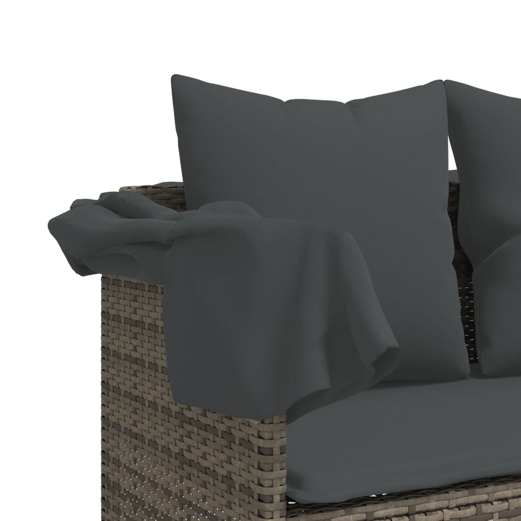 Ligbed met kussen poly rattan grijs is nu te koop bij PeponiXL, paradijselijk wonen!