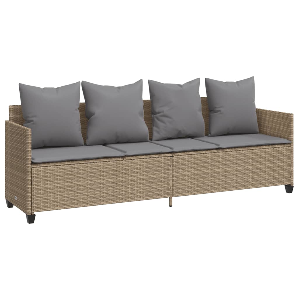 Ligbed met kussens poly rattan beige is nu te koop bij PeponiXL, paradijselijk wonen!