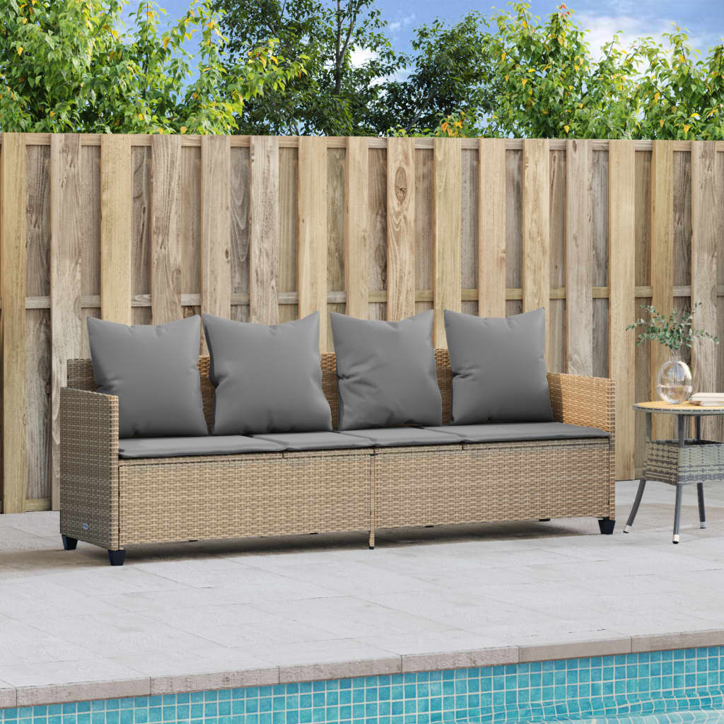 Ligbed met kussens poly rattan beige is nu te koop bij PeponiXL, paradijselijk wonen!
