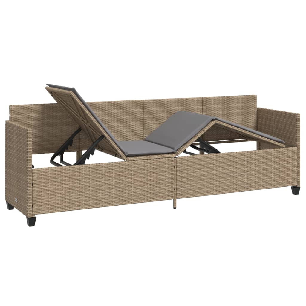 Ligbed met kussens poly rattan beige is nu te koop bij PeponiXL, paradijselijk wonen!