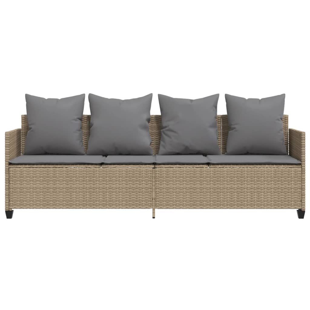 Ligbed met kussens poly rattan beige is nu te koop bij PeponiXL, paradijselijk wonen!
