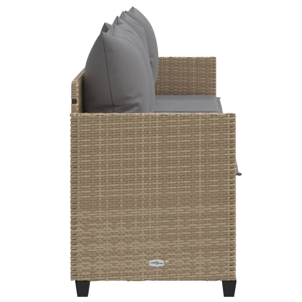 Ligbed met kussens poly rattan beige is nu te koop bij PeponiXL, paradijselijk wonen!
