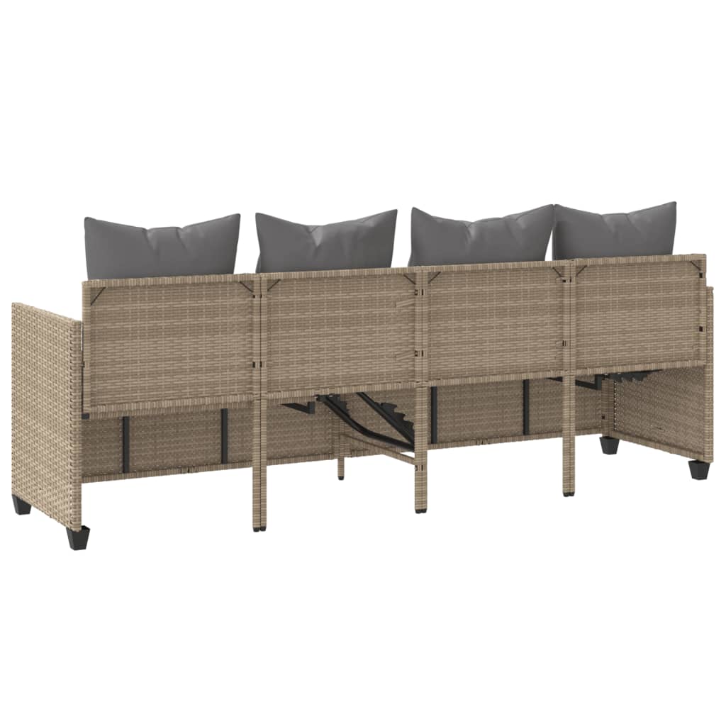 Ligbed met kussens poly rattan beige is nu te koop bij PeponiXL, paradijselijk wonen!