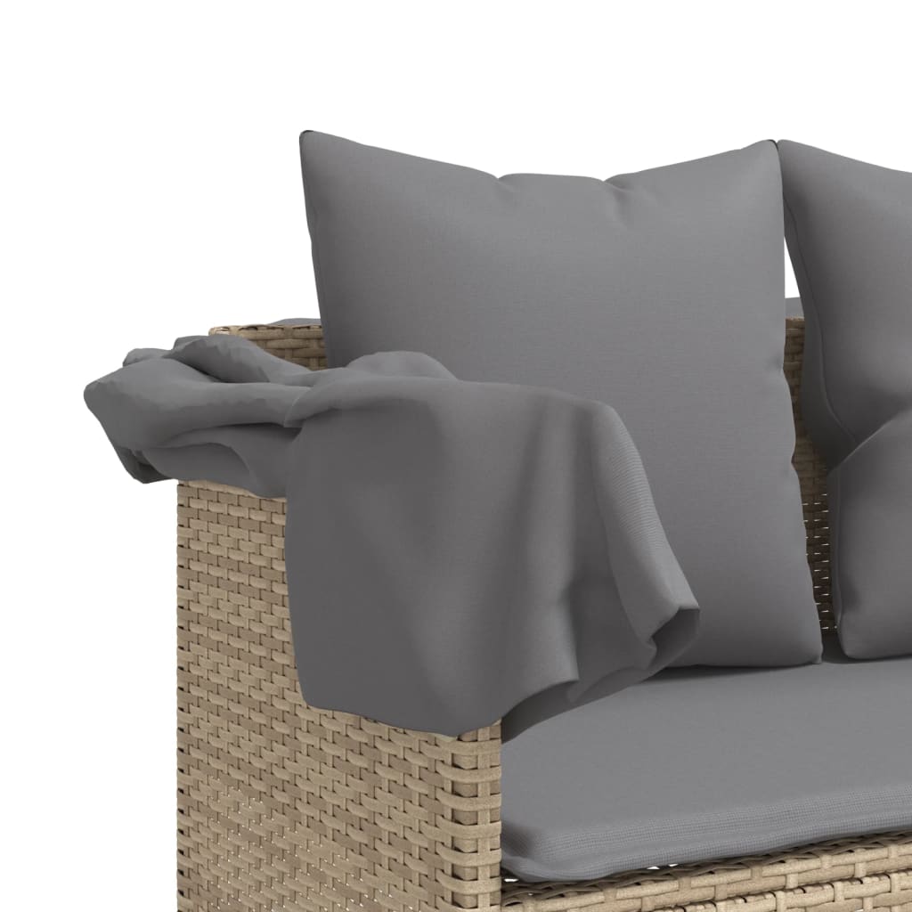 Ligbed met kussens poly rattan beige is nu te koop bij PeponiXL, paradijselijk wonen!