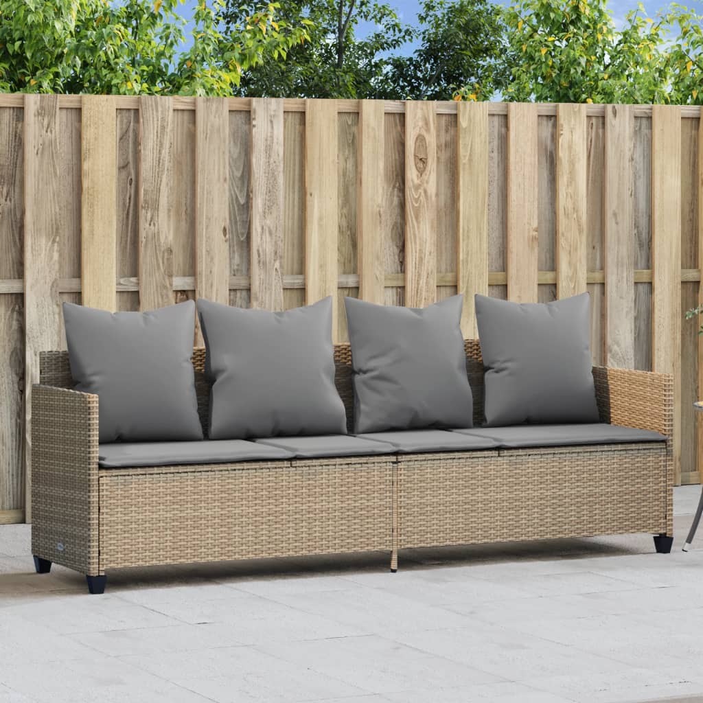 Ligbed met kussens poly rattan beige is nu te koop bij PeponiXL, paradijselijk wonen!
