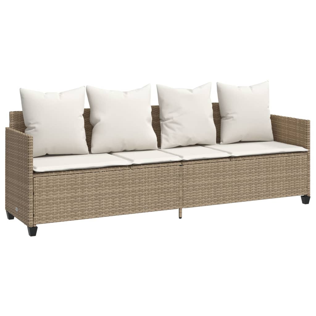 Ligbed met kussens poly rattan beige is nu te koop bij PeponiXL, paradijselijk wonen!