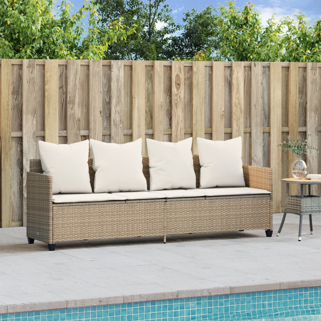 Ligbed met kussens poly rattan beige is nu te koop bij PeponiXL, paradijselijk wonen!