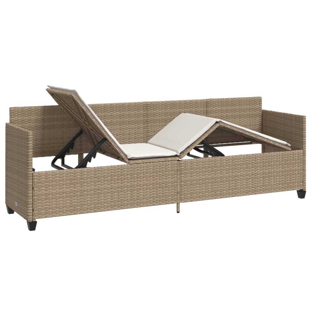 Ligbed met kussens poly rattan beige is nu te koop bij PeponiXL, paradijselijk wonen!