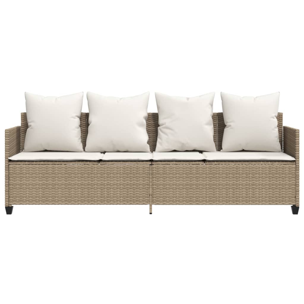 Ligbed met kussens poly rattan beige is nu te koop bij PeponiXL, paradijselijk wonen!