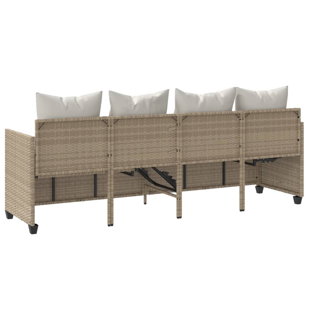 Ligbed met kussens poly rattan beige is nu te koop bij PeponiXL, paradijselijk wonen!
