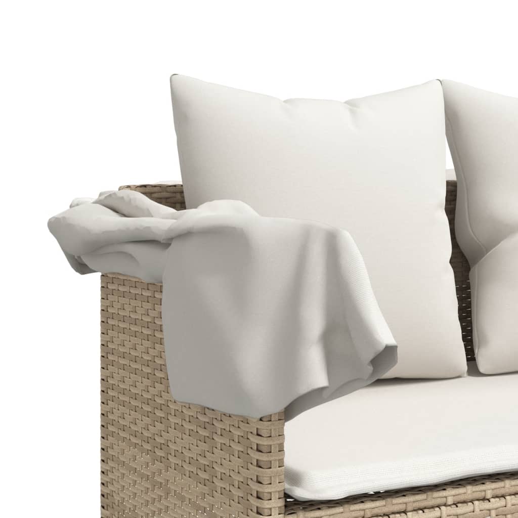 Ligbed met kussens poly rattan beige is nu te koop bij PeponiXL, paradijselijk wonen!