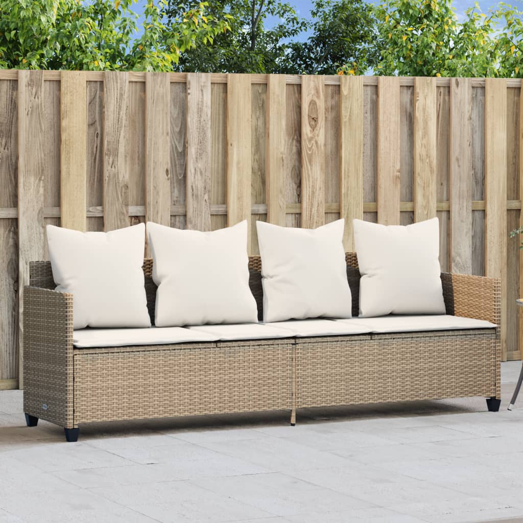 Ligbed met kussens poly rattan beige is nu te koop bij PeponiXL, paradijselijk wonen!