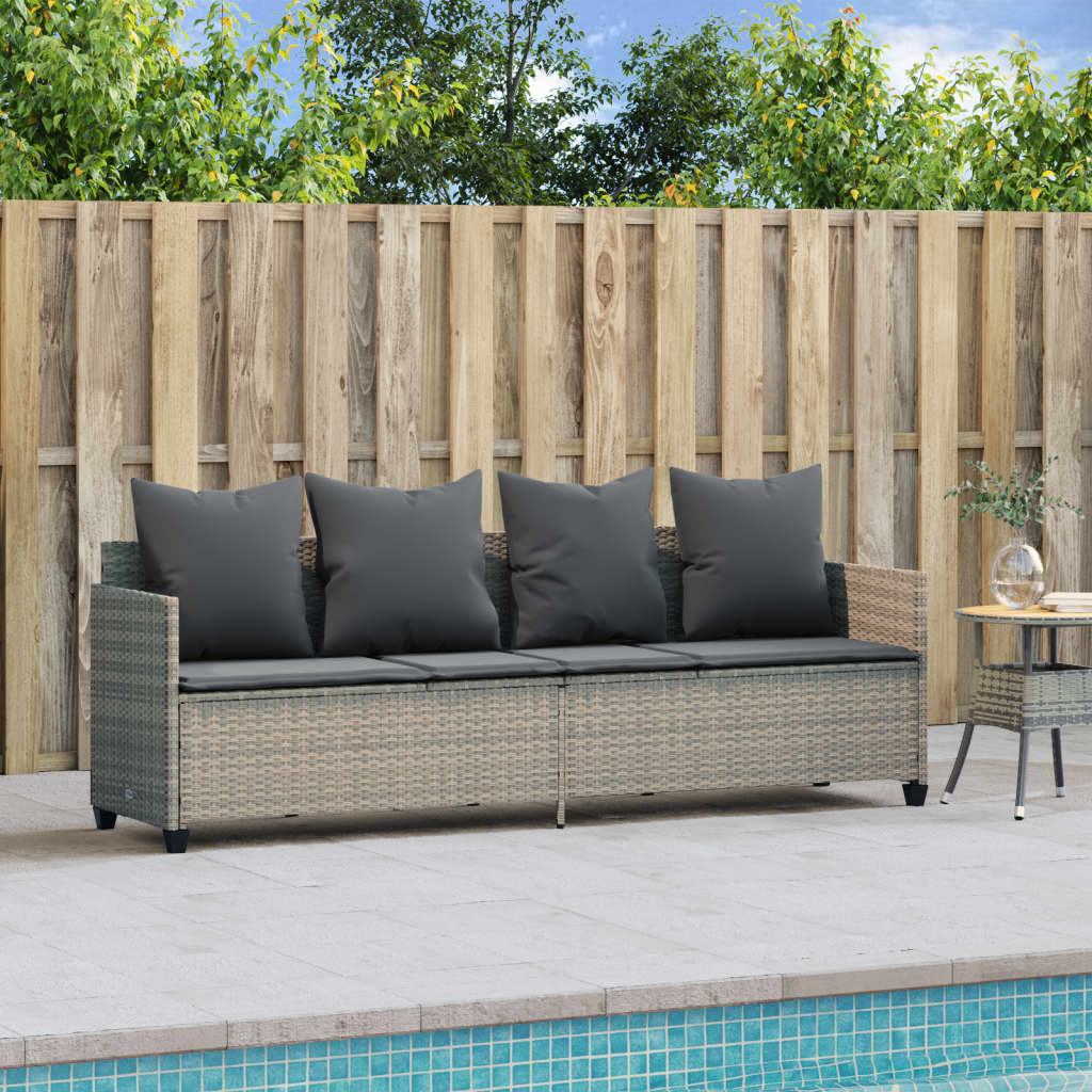 Ligbed met kussen poly rattan lichtgrijs is nu te koop bij PeponiXL, paradijselijk wonen!