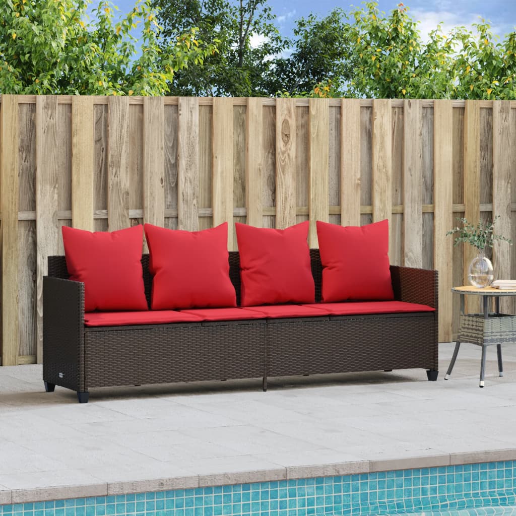 Ligbed met kussens poly rattan bruin is nu te koop bij PeponiXL, paradijselijk wonen!