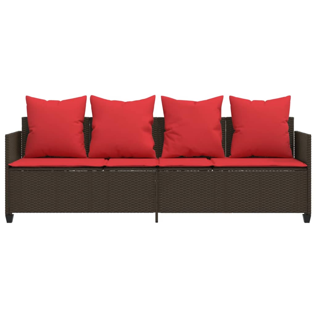 Ligbed met kussens poly rattan bruin is nu te koop bij PeponiXL, paradijselijk wonen!