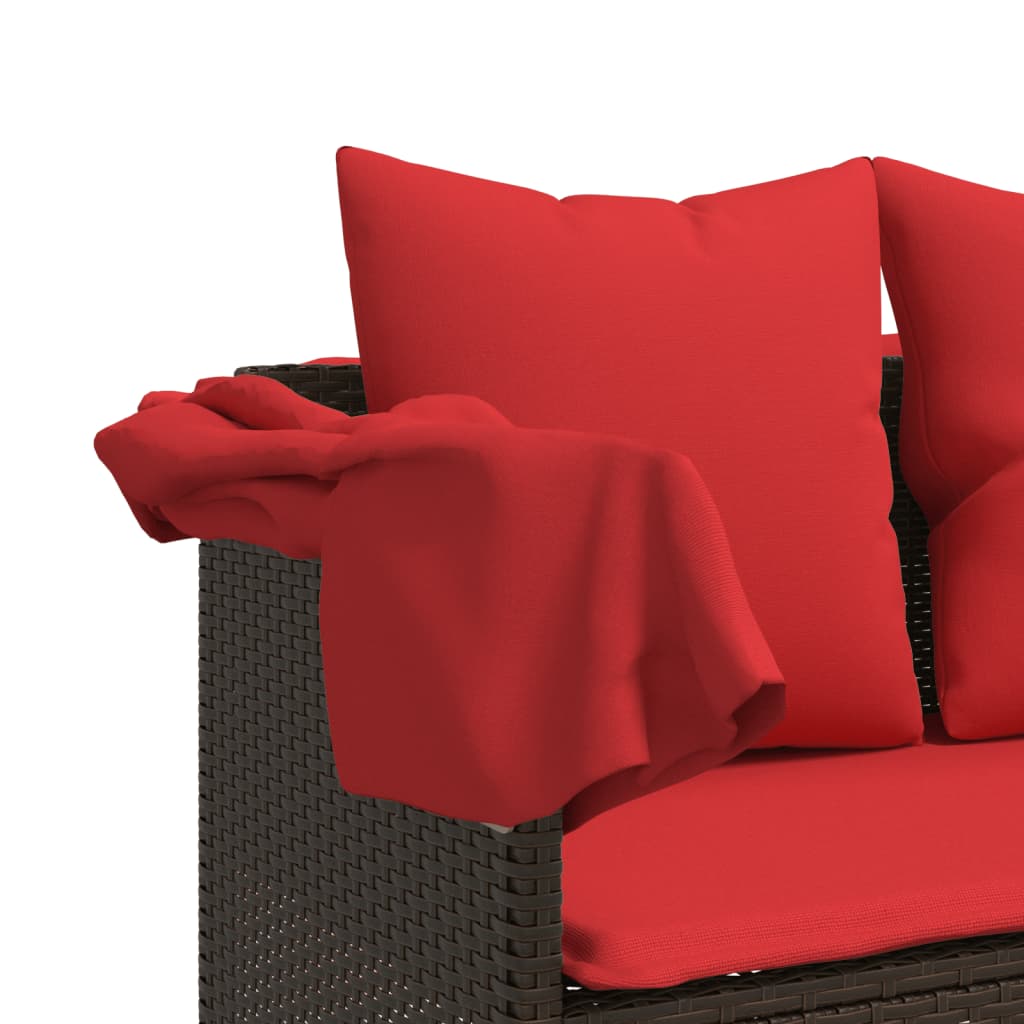 Ligbed met kussens poly rattan bruin is nu te koop bij PeponiXL, paradijselijk wonen!