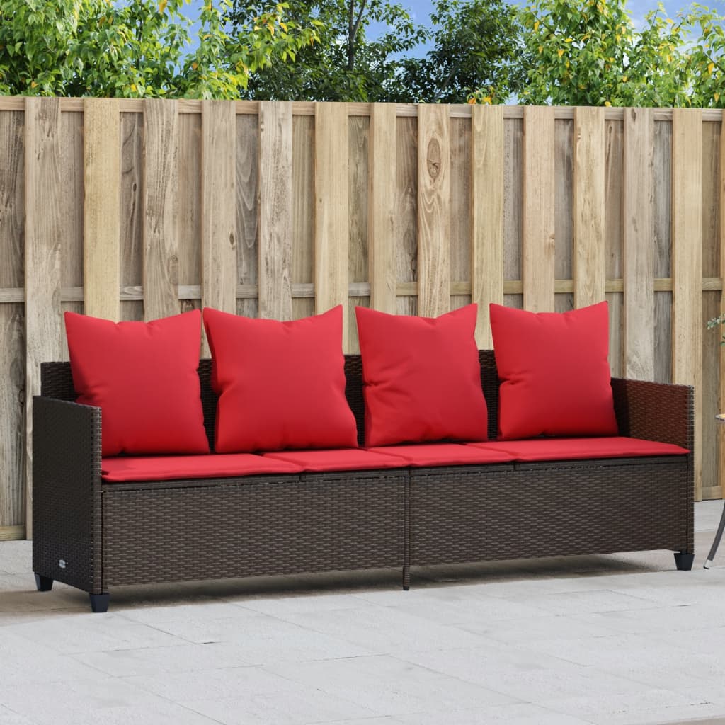 Ligbed met kussens poly rattan bruin is nu te koop bij PeponiXL, paradijselijk wonen!